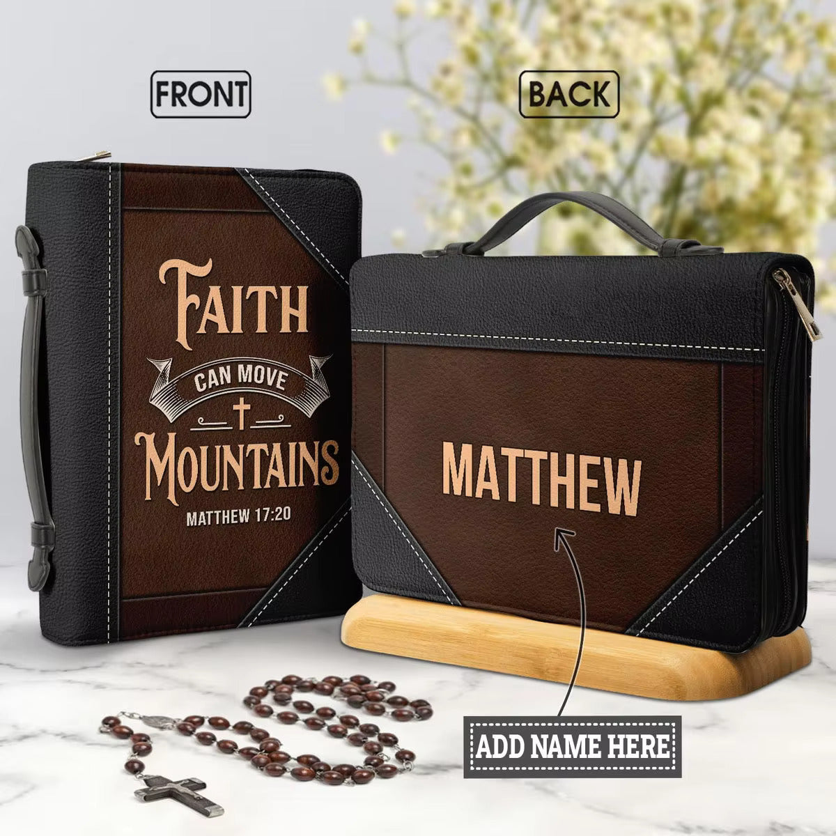 Men's Faith Can Move Mountains Personalized Bible Cover