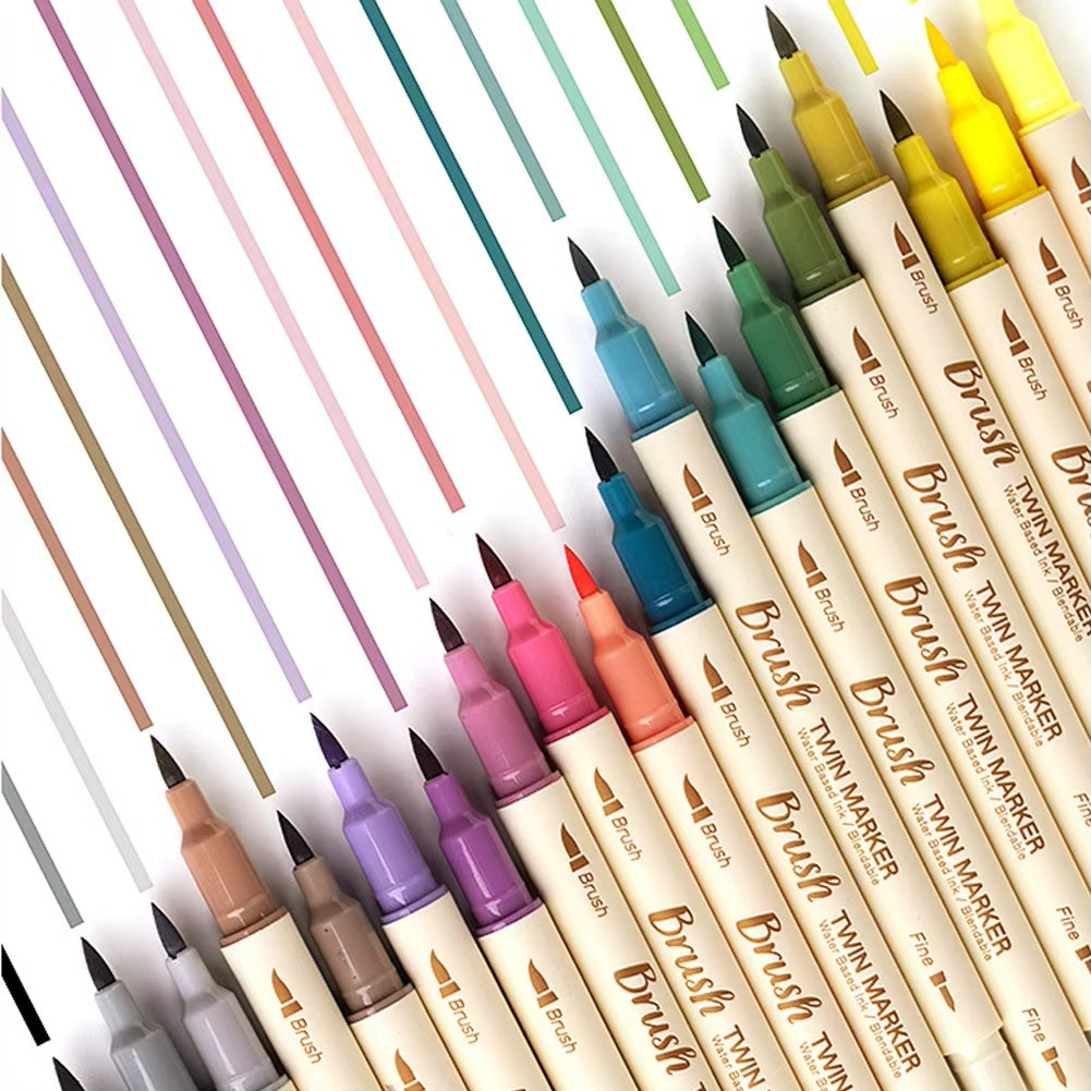 Brush Twin Marker Set for Writing and Drawing