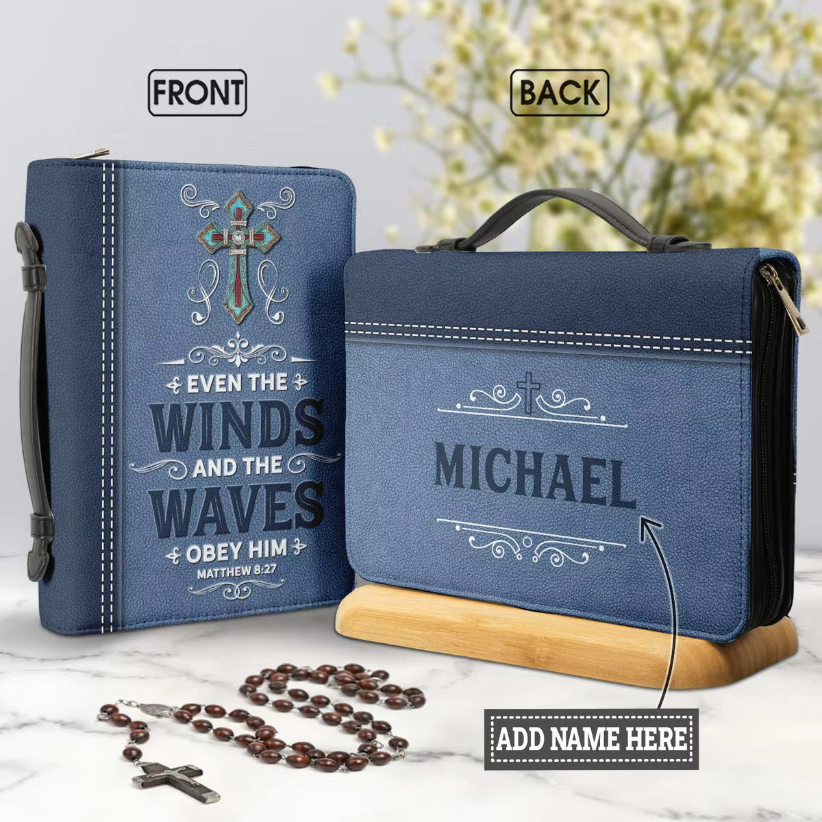 Men's Wind and Waves Obey Personalized Bible Cover