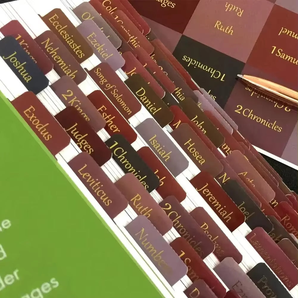 Rich Dark Red and Gold Bible Tabs - For Easy Navigation