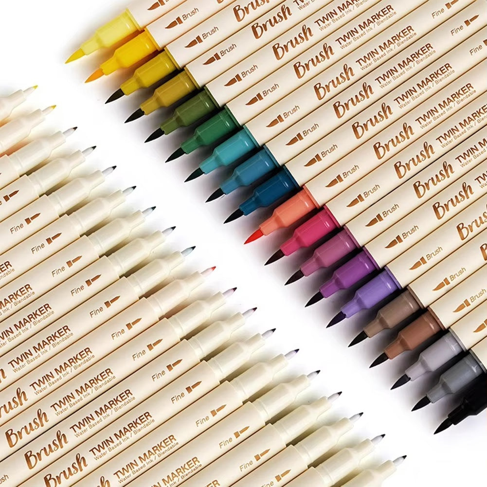 Brush Twin Marker Set for Writing and Drawing