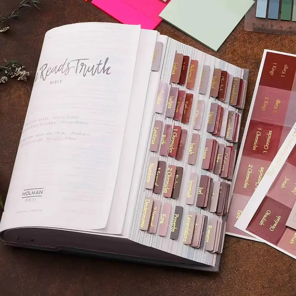 Rich Dark Red and Gold Bible Tabs - For Easy Navigation