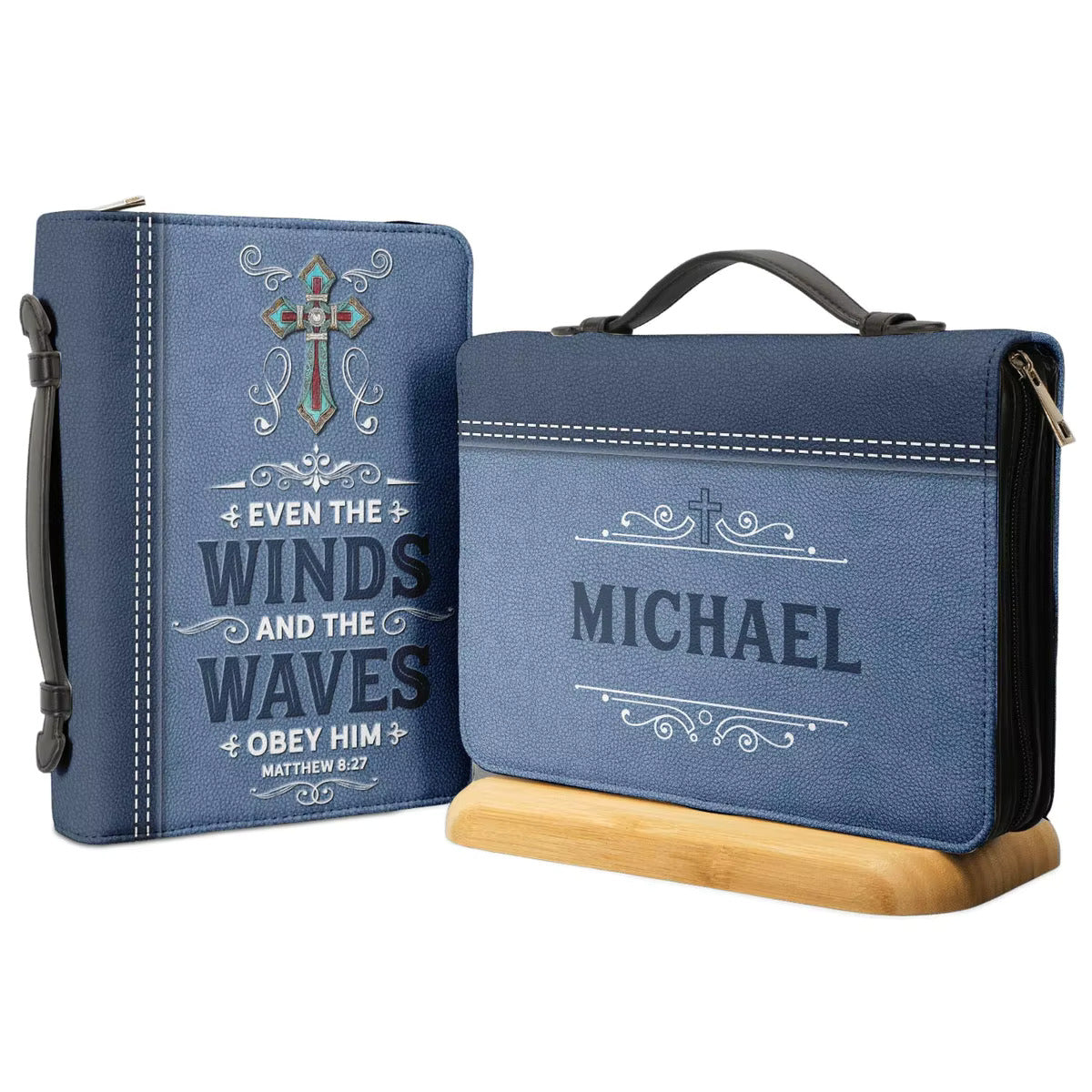 Men's Wind and Waves Obey Personalized Bible Cover