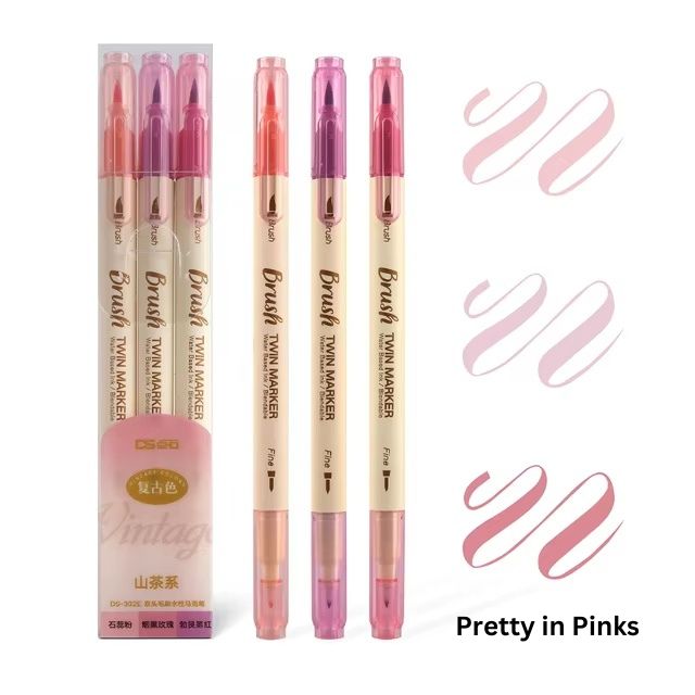 Brush Twin Marker Set for Writing and Drawing