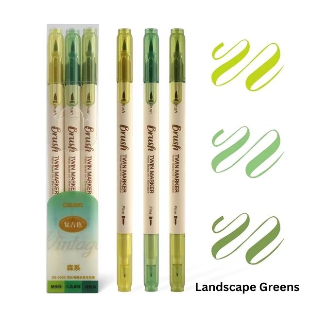 Brush Twin Marker Set for Writing and Drawing