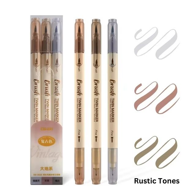 Brush Twin Marker Set for Writing and Drawing